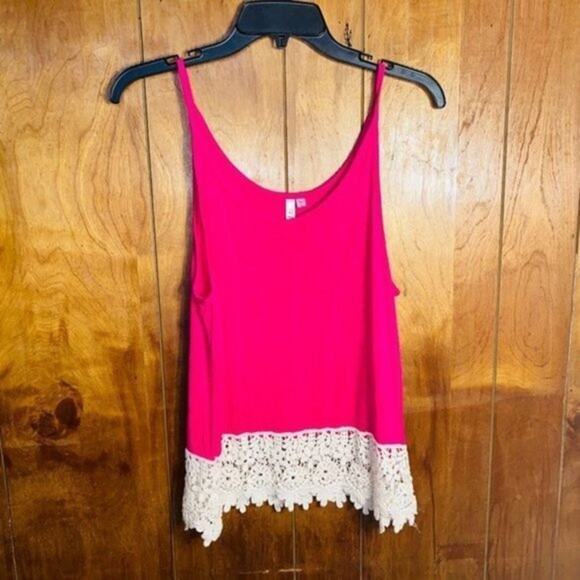 Dots Pink Crochet Lace Tank Top Women's Size Small - Picture 1 of 8
